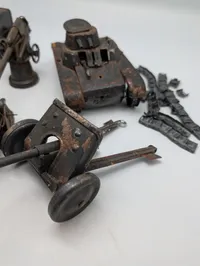 Vintage Lineol and Hausser Elastolin Pressed Tin Military Vehicle Lot