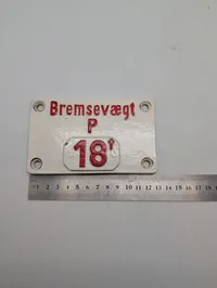 Dansk Jernbane Emaljeskilt - Bremsevægt P 18t