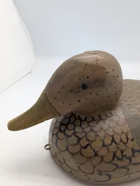Vintage Hand-Carved and Painted Wooden Hen Mallard Duck Decoy