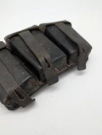 WWII German K98 Mauser Triple Ammunition Pouch, Black Pebbled Leather