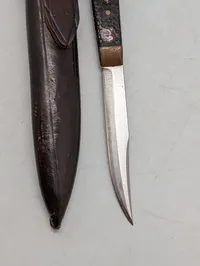 Skandinavisk Tollekniv med Antler-greb og Læderskede