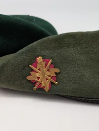 To danske militære baretter med emblemer Telegraf