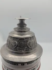 Tysk Reservist-ølkrus med Tinlåg, 1. Großh. Hess. Feld-Art.-Rgt. Nr. 25