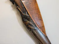Antique Double-Barrel Percussion Shotgun with Carved Stag Stock