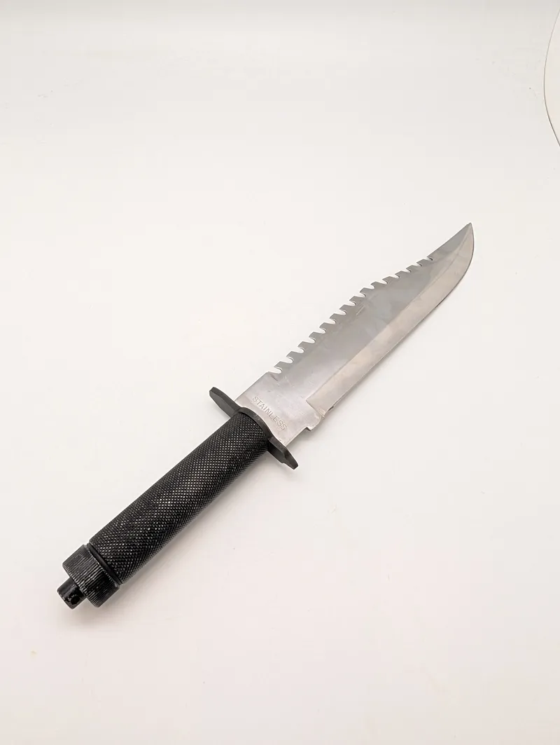 Vintage Stainless Steel Survival Knife with Sawback and Compass Pommel