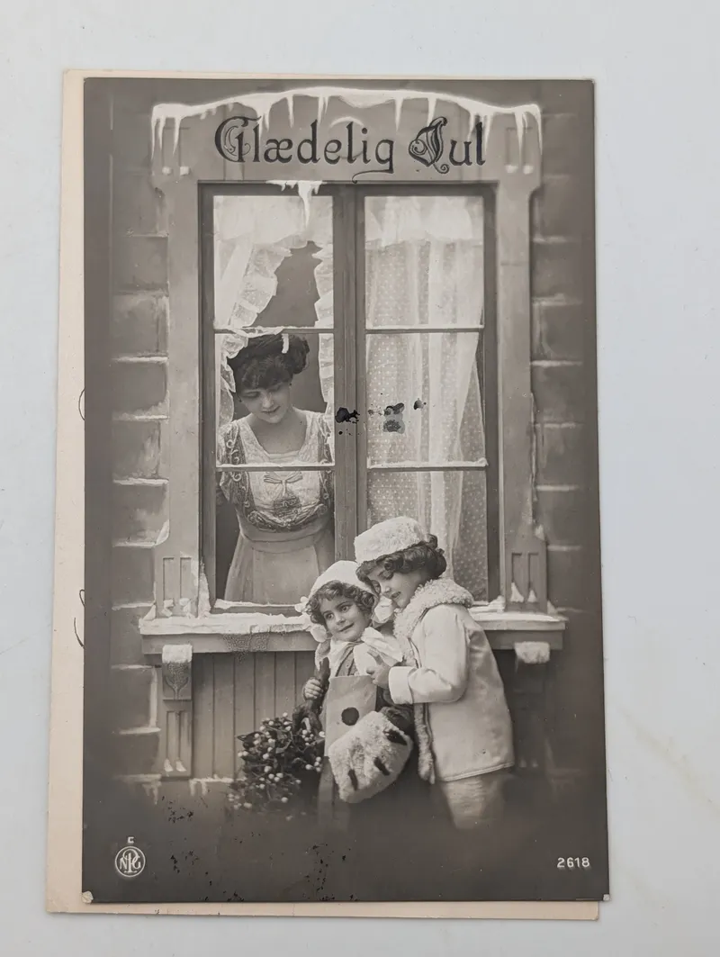 Vintage NPG Glædelig Jul Danish Christmas Postcard