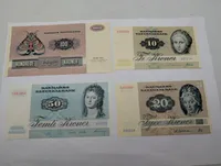 Samling af danske pengesedler fra 1972-serien, 10-100 Kroner