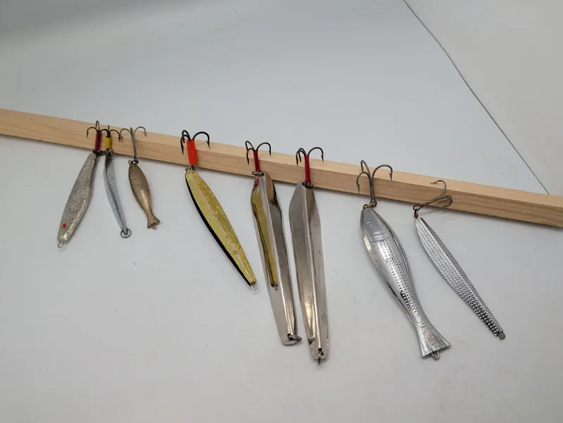 Lot of 8 Vintage Metal Vertical Jigging Spoons and Fish Lures