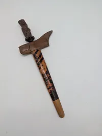 Child Indonesian Keris Dagger with Carved Figural Hardwood Hilt