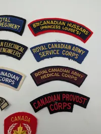 Collection of Nine Vintage Canadian Military Shoulder Title Patches