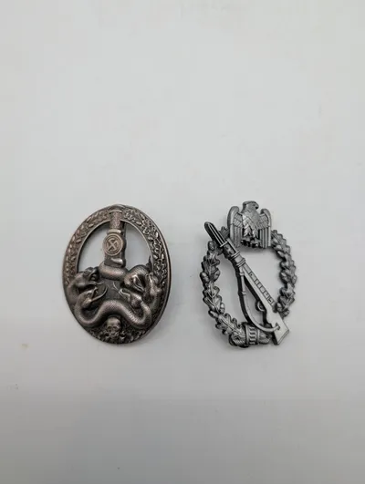 WWII German Anti-Partisan War Badge and Infantry Assault Badge POSTWAR