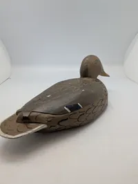 Vintage Hand-Carved and Painted Wooden Hen Mallard Duck Decoy