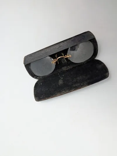 Antique Gold-Filled Rimless Pince-Nez Spectacles with Original Case
