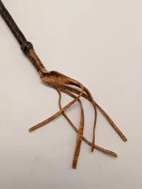 Vintage Braided Leather Equestrian Riding Crop with Tasseled Popper