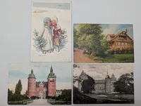 Set of Four Vintage European Postcards including Danish Castles