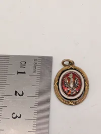 Antique Polish Eagle Enamel Pendant in Gilt Metal Frame