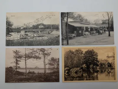 Set of Four Vintage Danish Topographical Postcards