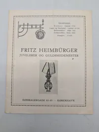 Fritz Heimbürger, Juvelerer og Guldsmedemester, illustreret varekatalog