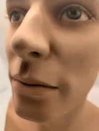 Realistisk mandlig mannequin-hoved i plast med øjne