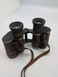 Tysk WW2 Dienstglas 6x30 militær kikkert med læderrem med gradindeling 