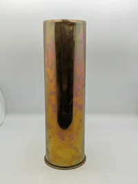 Militær 105mm messinggranathylster, dateret 1954