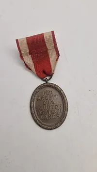 WWII German West Wall Medal — Bronze, Original Ribbon, Third Reich Era