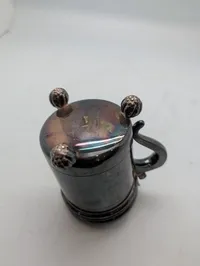 Antique Silver-Plated Miniature Lidded Tankard with Acorn Finial
