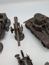 Vintage Lineol and Hausser Elastolin Pressed Tin Military Vehicle Lot