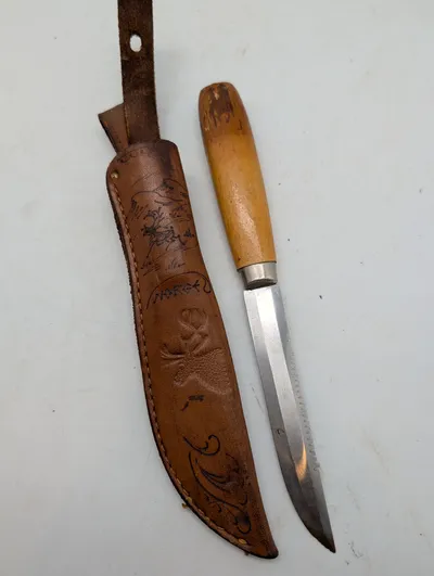 Norsk Tollekniv med Rostfri klinge og læderskede