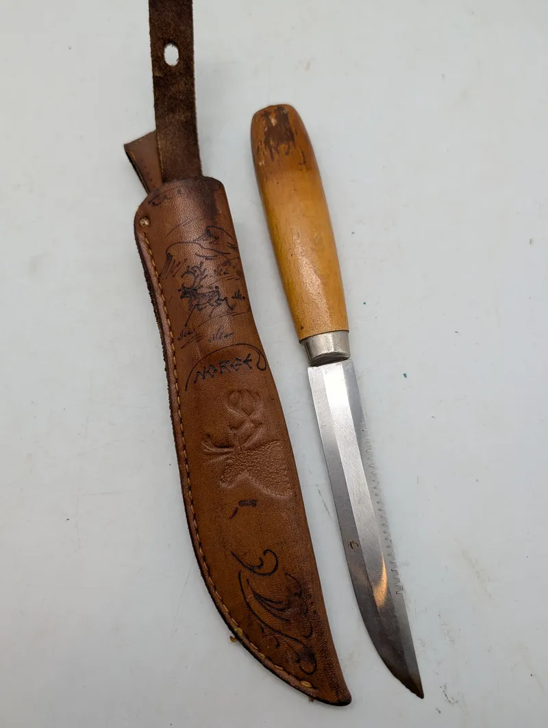 Norsk Tollekniv med Rostfri klinge og læderskede