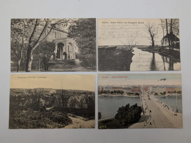 Set of Four Early 20th Century Danish Topographical Postcards