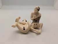 Antik JAPANESE HAND CARVED EROTIC NETSUKE FIGURES EDO / MEIJI PERIODE