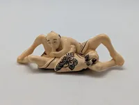Antik JAPANESE HAND CARVED EROTIC NETSUKE FIGURES EDO / MEIJI PERIODE 
