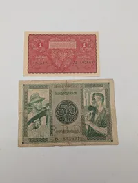 1919 Polish 1 Marka and 1920 German 50 Mark Banknotes