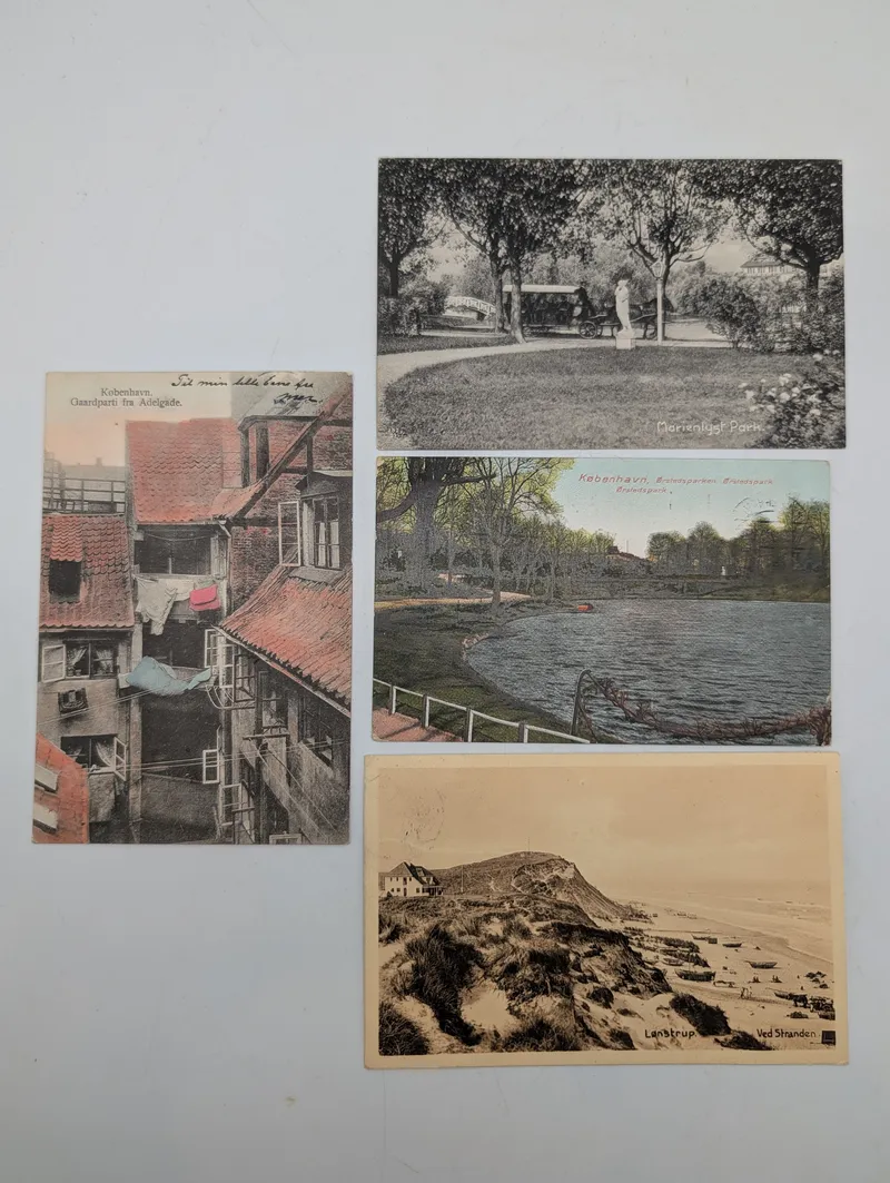 Set of Four Vintage Danish Topographical Postcards