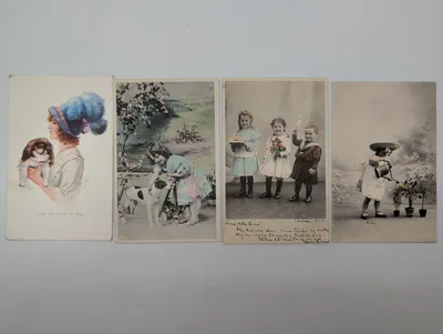 Set of Four Early 20th Century Illustrated Postcards