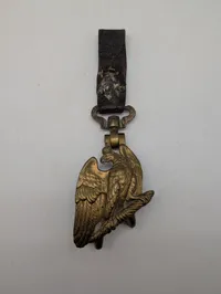 Antik messing Trommeophæng med ørn og læderrem Tysk WW1 