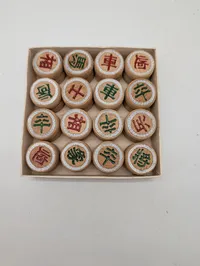 Vintage Chinese Chess Xiangqi Set with Wooden Drum Pieces
