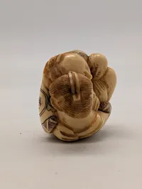 Antik JAPANESE HAND CARVED EROTIC NETSUKE FIGURES EDO / MEIJI PERIODE 
