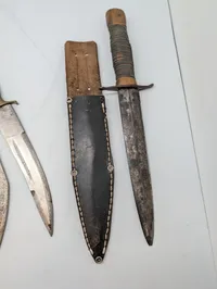 Collection of Vintage Fixed Blade Knives and Kukri with Sheaths