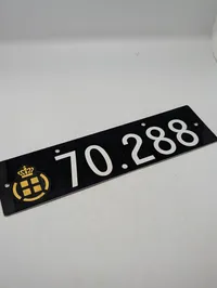 Dansk Militær Nummerplade med Krone og Tal 70.288