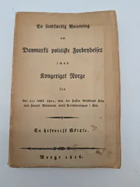 1816 Norwegian Historical Pamphlet on Political Relations with Denmark