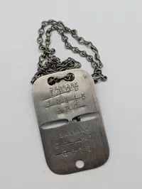 Vintage Danish Military Dog Tag Fra Den Danske Brigade i Sverige WW2
