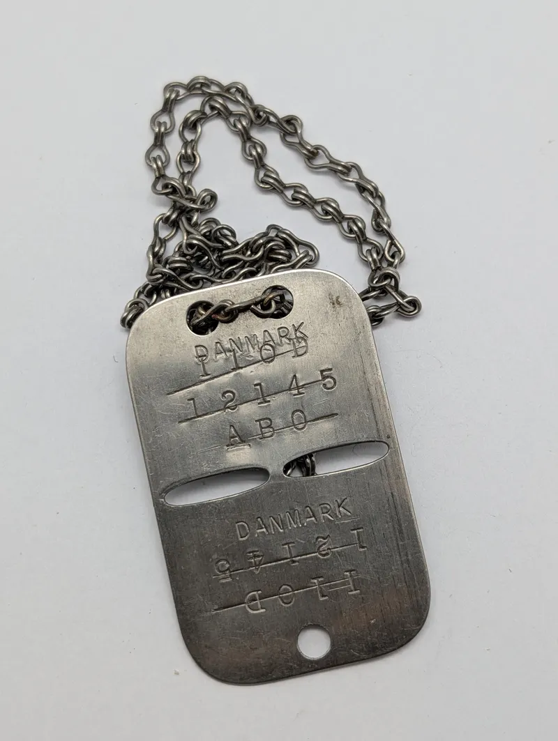 Vintage Danish Military Dog Tag Fra Den Danske Brigade i Sverige WW2