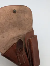 Vintage Brun Læderpistolhylster til Walther PPK med Magasinlomme