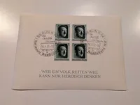 Tysk souvenirark fra 1937 med Adolf Hitler frimærker