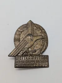 Tysk SA-Gruppe Sachsen Wettkampftage Chemnitz 1938 Tinnie Badge