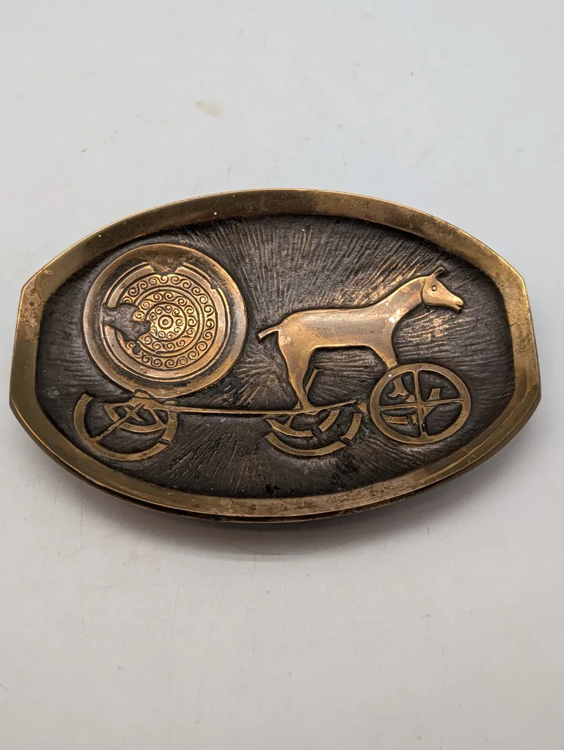 Dansk Bronze Fad med Solvognsmotiv