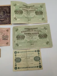 Samling af russiske og polske pengesedler fra 1917-1923