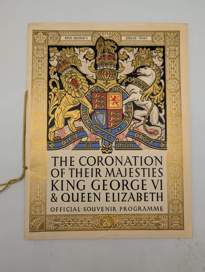 Officielt Souvenirprogram for Kong George VI og Dronning Elizabeths Kroning